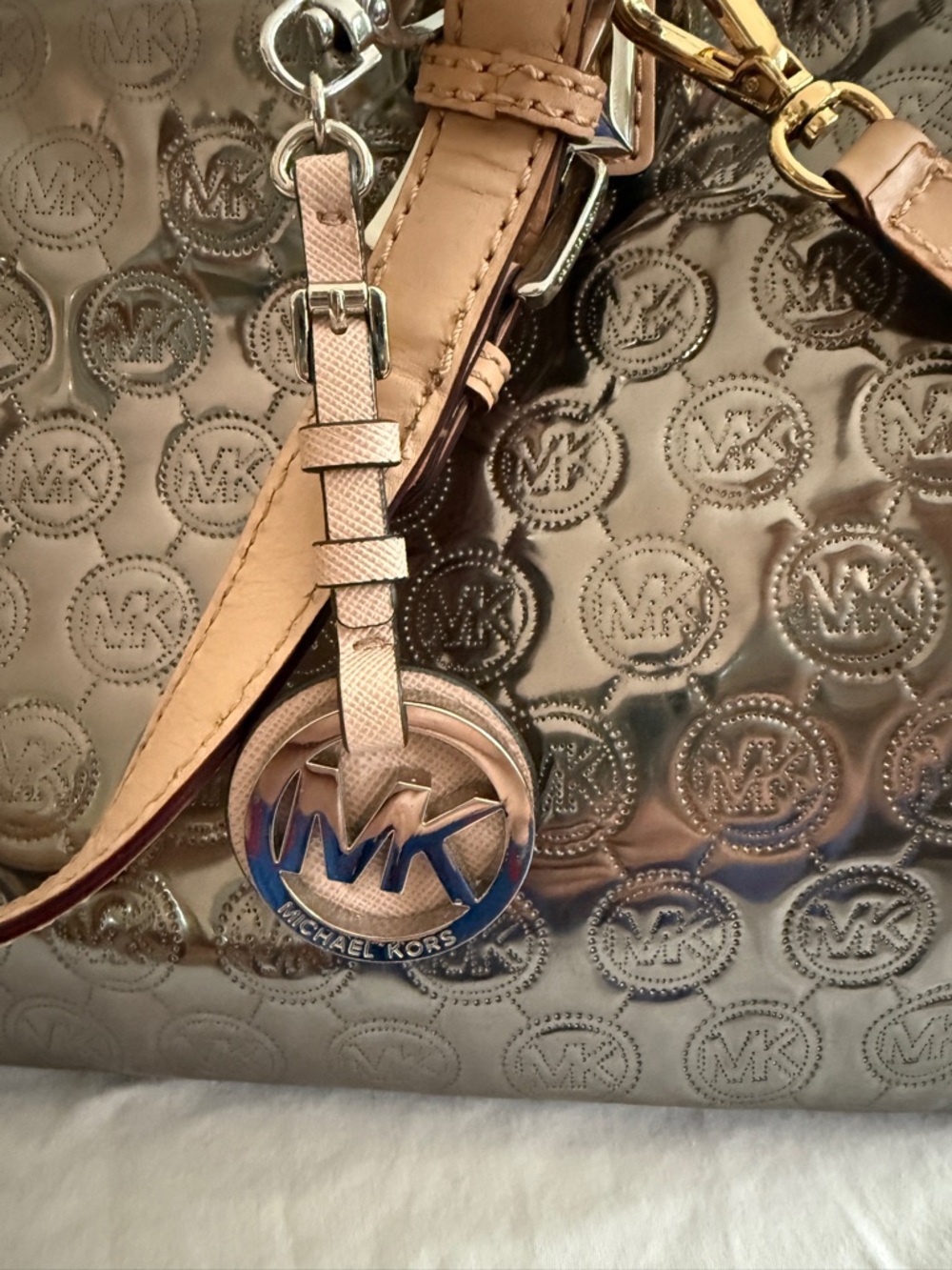 Michael Kors Embossed Gunmetal Mini Duffle-Style Bag
